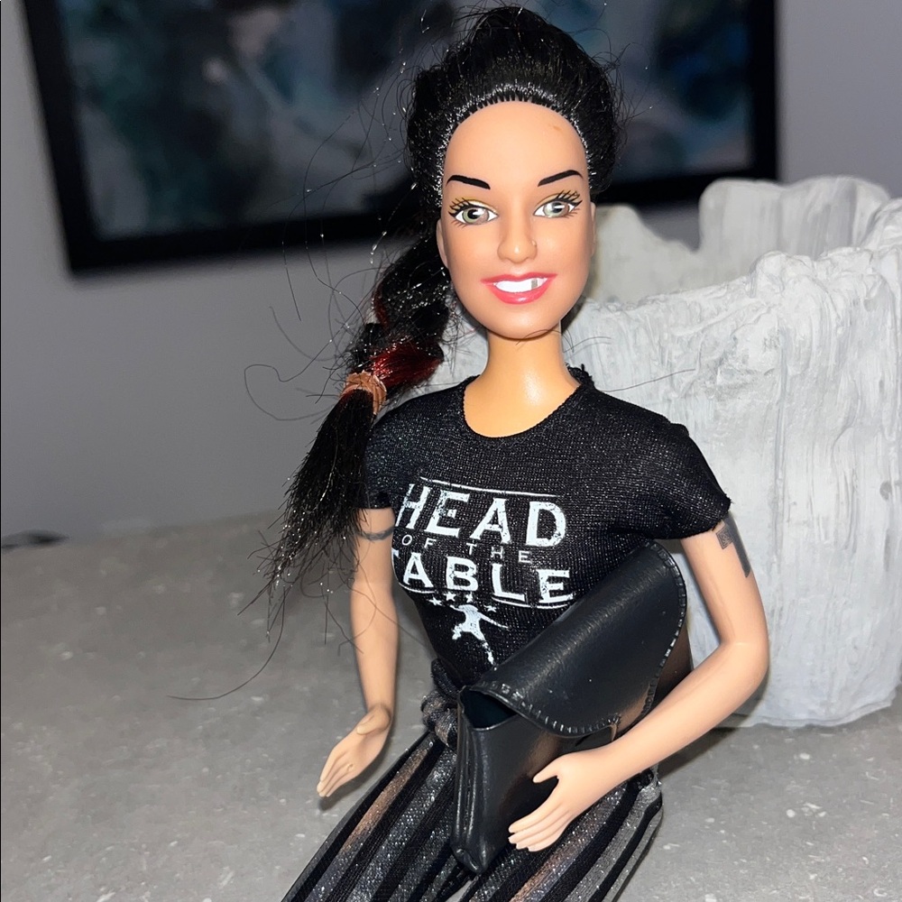 Spice Girls Mel C Barbie Doll Leather bag striped Silver shinning pants vintage